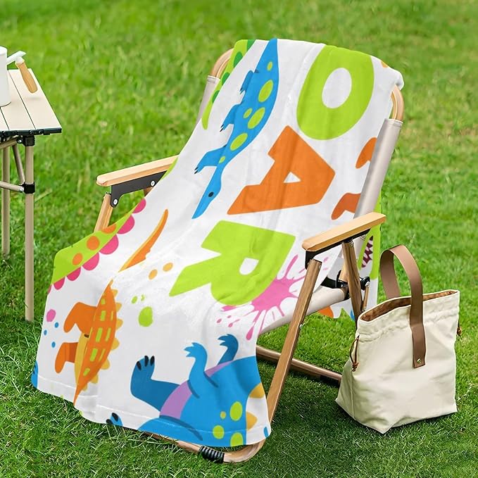 Blanket Throw For Women Cartoon Roaring Dino Fluorescent Blue Green White Sofa Throws 50x70 Inches