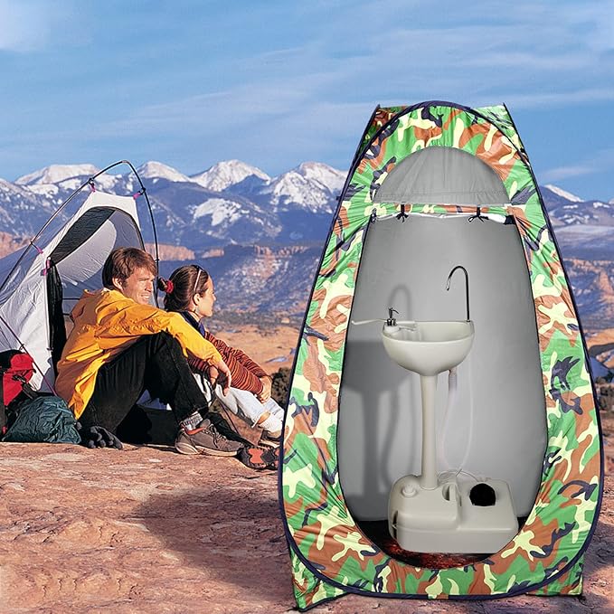 Outvita Pop Up Shower Tent Instant Privacy Camping Changing &amp Toilet Tent 6.23FT Portable Outdoor Shelter for Hiking Fishing Picnic Beach with Carring Bag 4 Stakes