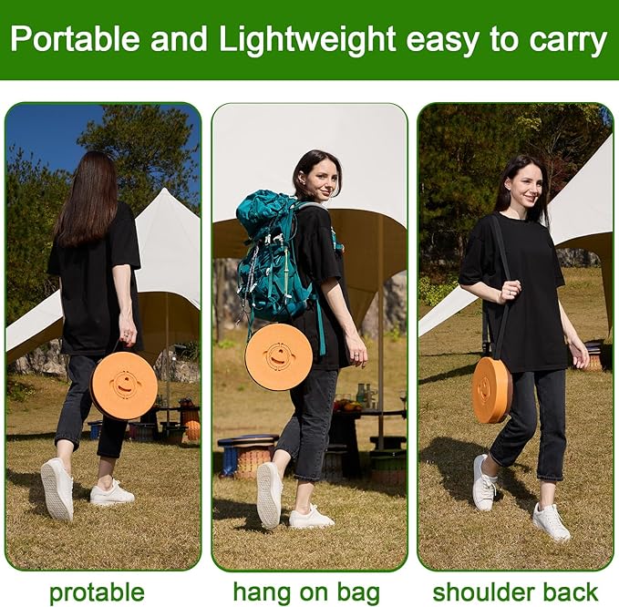 2026 Upgraded XXL Collapsible Stool with Thick Cushion19.7H-11.8D Telescoping Folding Stool for Adults More Sturdy Camping Stools with Load Capacity 1000lbs for OutdoorGardenFishingHiking