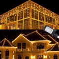 Toodour Christmas Icicle Lights Outdoor 612 LED 50ft 8 Modes Fairy Icicle String Light with 102 Drops Led Christmas Lights Twinkle for Holiday Party Wedding Eaves Xmas Decorations (Warm White)