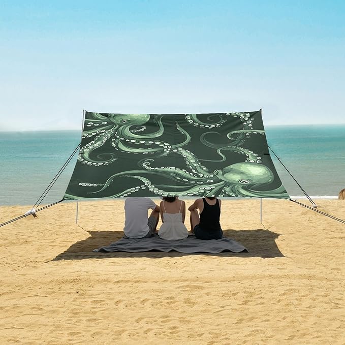 Beach Tent Sun Shelter Octopus Dancing Lightweight &amp Easy Setup Beach Shade Canopy for Camping Fishing