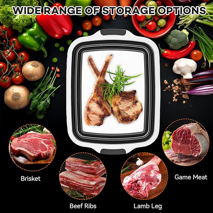 Collapsible BBQ Prep Tub with Cutting Board &amp Lid Folding Food Container BPA-Free Heavy-Duty Dishwasher Safe Upgraded Drain Hole - for Camping Grilling Outdoor Cooking (Black XX-Large)