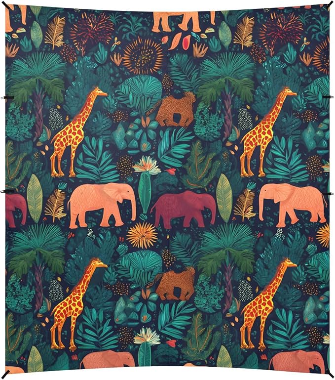 Beach Tent Sun Shelter Elephants Giraffes Leaves Lightweight &amp Easy Setup Beach Shade Canopy for Camping Fishing