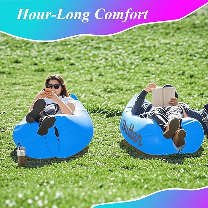 Inflatable Lounger Air Sofa Portable Hammock Couch Air Sofa Water Proof&amp Anti-Air Leaking Design for Beach Camping Picnics Travel &amp Festivals