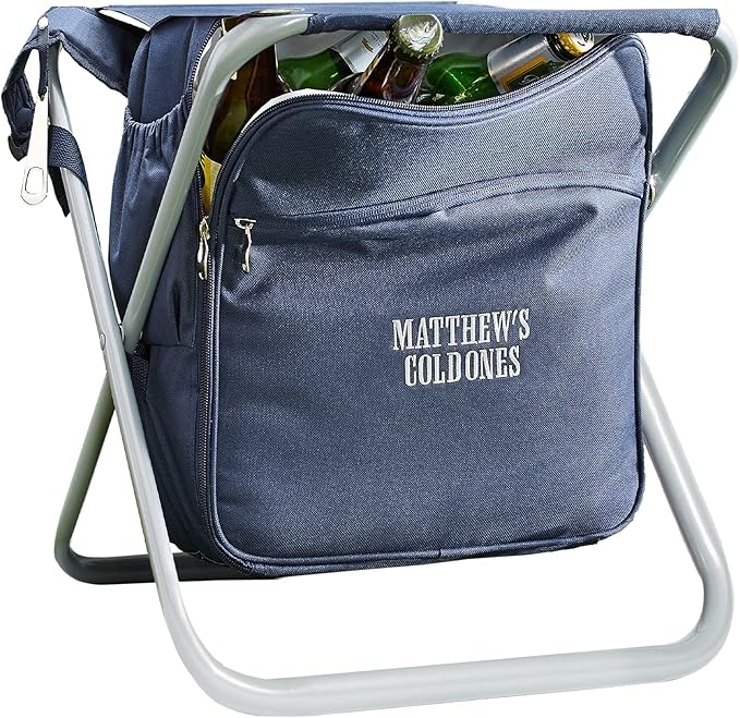 Let's Make Memories Personalized Backpack Cooler Travel Chair - for Dad Grandpa 16”Lx15”Wx22”H
