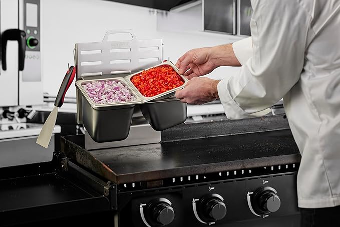 Chef Master Steam Pan Insert for Griddle Shelf Set – Fits 1/3 1/6 &amp 1/9 Steam Pans - Keeps Your Ingredients in One Place - Grill Accessories For Restaurants Diners &amp Food Trucks - Fits 90260