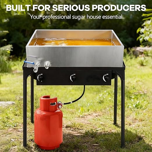 Marada Maple Syrup Evaporator Pan with Dual Interface Steam Table Pan304 Stainless Jam Food Chafing for Home Outdoor Cooking (30L x 16W x 9.5H)