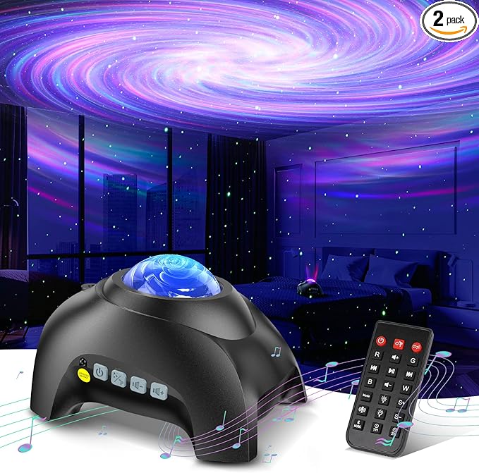 Northern Galaxy Light Aurora Projector with 33 Light Effects Night Lights LED Star Projector for Bedroom Nebula Lamp Remote Control White Noises Bluetooth Speaker for Parties Jet Black
