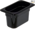 Carlisle FoodService Products Storplus Food Storage Container Food Pan Chafing Pan for Catering Buffets Restaurants Polycarbonate (Pc) 1/9 Size 4 Inches Deep Black (Pack of 6)