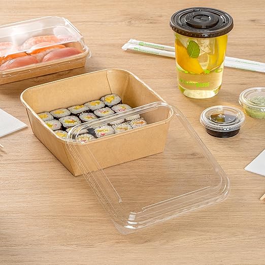 Restaurantware-LIDS ONLY: Matsuri Vision 7.1 x 7.1 x 0.7 Inch Lids For Sushi Containers 100 Airtight Lids - Containers Sold Separately No-Fog Design Clear Plastic Lids For Sushi Boxes