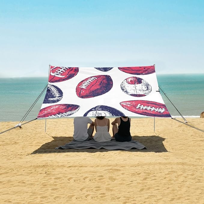 Rugby Tile Color Pattern Camping Sun Shelter Beach Tent Portable Beach Sun Shade Outdoor Canopy for Camping Trips Fishing Picnic
