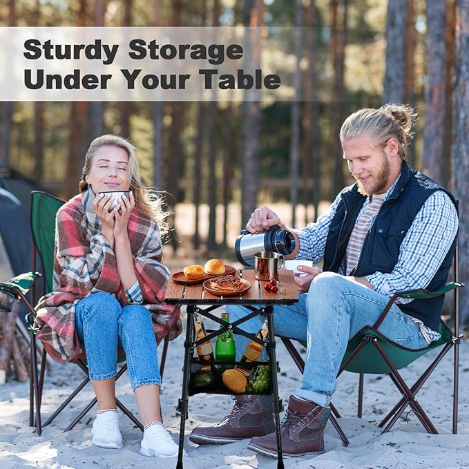 Odoland Folding Camping Table 15.75 x 11.81 Adjustable Height Small Portable Beach Table with Storage Bag for Outdoor Camp Cooking Picnic Travelling Backyards Fishing