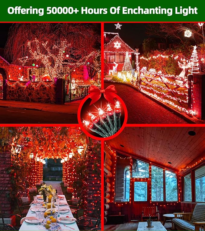 750 LED 240FT Valentine Lights Outdoor12 Lighting Modes Valentines DayDecorations with Timer Dimmable Plug in Red LED StringLights Waterproof for Yard Tree Wedding Party Holiday Red