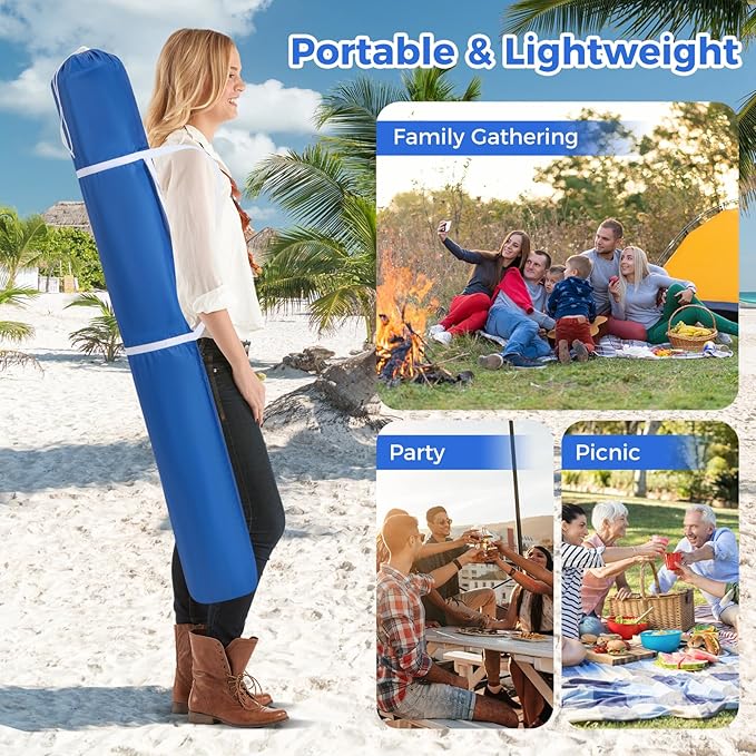 HAPPYGRILL Beach Canopy with Folding Table Outdoor Cabana with Detachable Sidewall Carrying Bag UPF 50+ Protection Sandbags Portable Outdoor Sun Shelter Tent for Beach Backyard