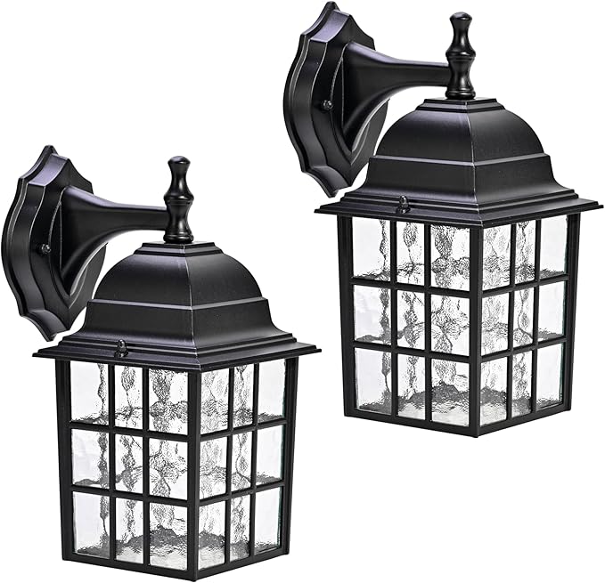Outdoor Wall Light Fixtures Waterproof Exterior Sconce Lights Anti-Rust Exterior Lighting Fixtures Black Outdoor Wall Lantern for Porch Patio Front Door Garage House - 2 Pack