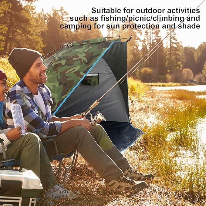 Portable Camouflage Fishing Shelter Tent for Two Waterproof Sunshade for Outdoor Camping
