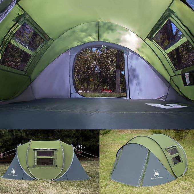 4 Person Easy Pop Up Tent9.5’X6.6’X52''Waterproof Automatic Setup2 Doors-Instant Family Tents for Camping Hiking &amp Traveling