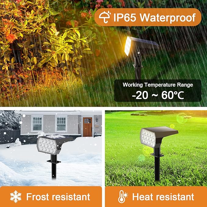 Solar Spot Lights Outdoor Color Changing[7 Modes/4 Pack] Christmas IP65 Waterproof Landscape Spotlights Dusk to Dawn Solar Powered Security Light for Patio Gate Walkway Pool Garden Yard Driveway