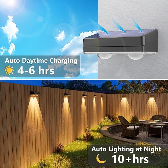VOLISUN Solar Fence Lights Outdoor 12 Pack 10 Colors ＆ Color Changing Fence Lights Solar Powered Fast Charging IP65 Waterproof LED Solar Lights for Fence Backyard Garden Railing Deck Patio