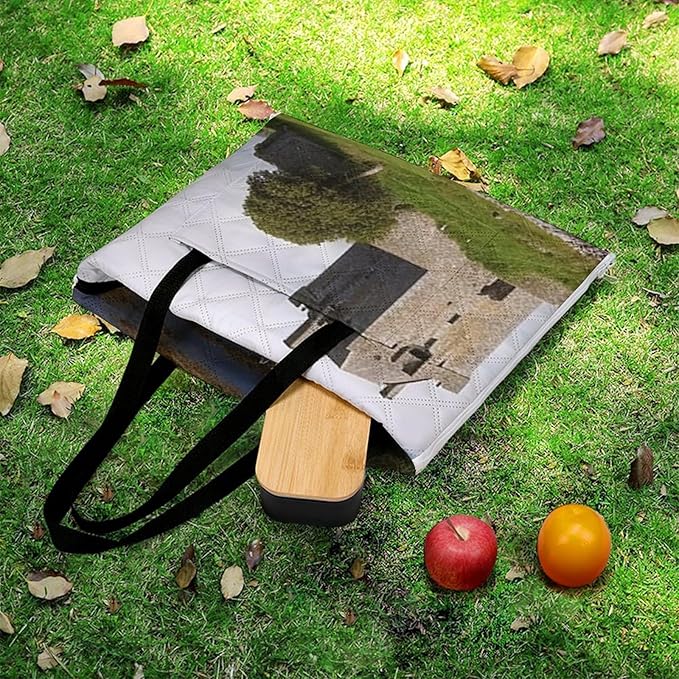 Zipper View of The Dunguaire Castle Style Picnic Mat Suitable for Travel Camping Park Or Home Use