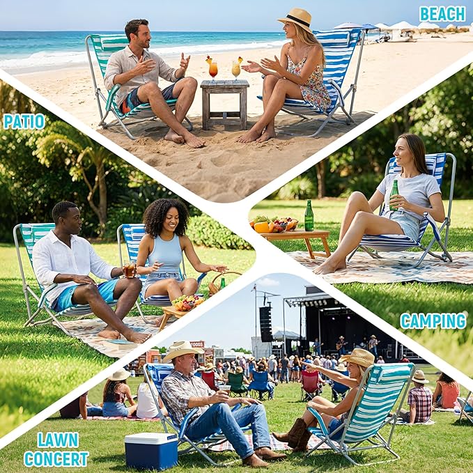 #WEJOY High Back Beach Chair for Adults Heavy Duty Beach Chairs for Adults with Headrest Lightweight Portable Chair for Camping Sand Lawn Support to 300lbs Green