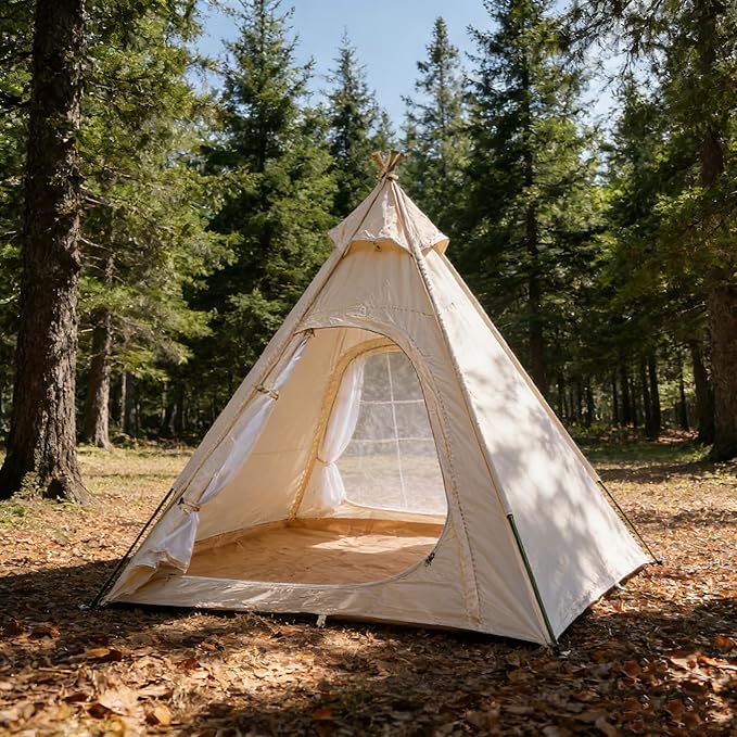 300D Oxford Fabric Pyramid Tent - Waterproof &amp Windproof Camping Tent for Backpacking &amp Hiking Trips