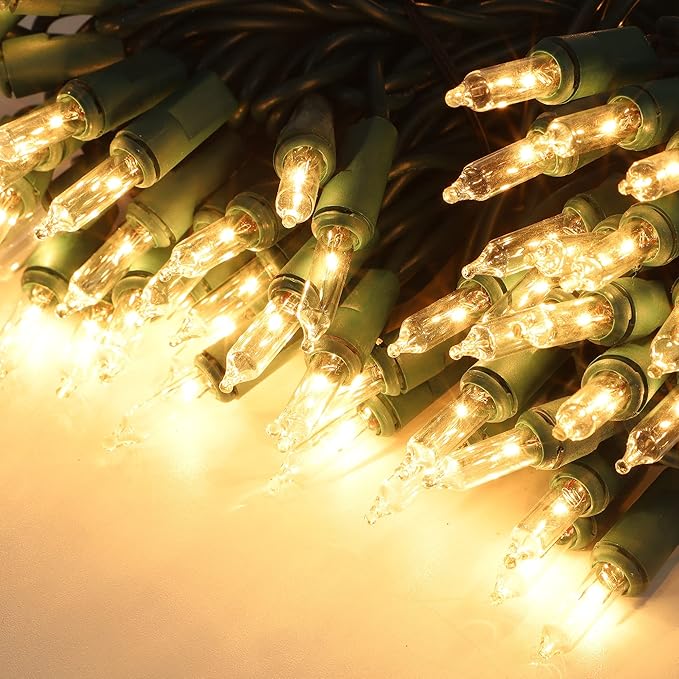 3 Sets Christmas Lights 150 Count 33 FT Each Mini String Lights Clear Green Wire Fairy Light 120V UL Certified Connectable Xmas Tree Light for Holiday Patio Party Outdoor Decoration Warm White