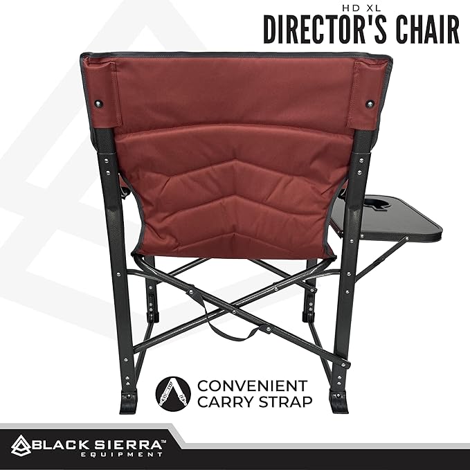 XL Directors Chair with Foldable Side Table Heavy Duty Camp Chair supports 400 Lbs Oversize Outdoor Folding Seat with High Back and Padded Armrests for Lawn Beach Tailgating Sports