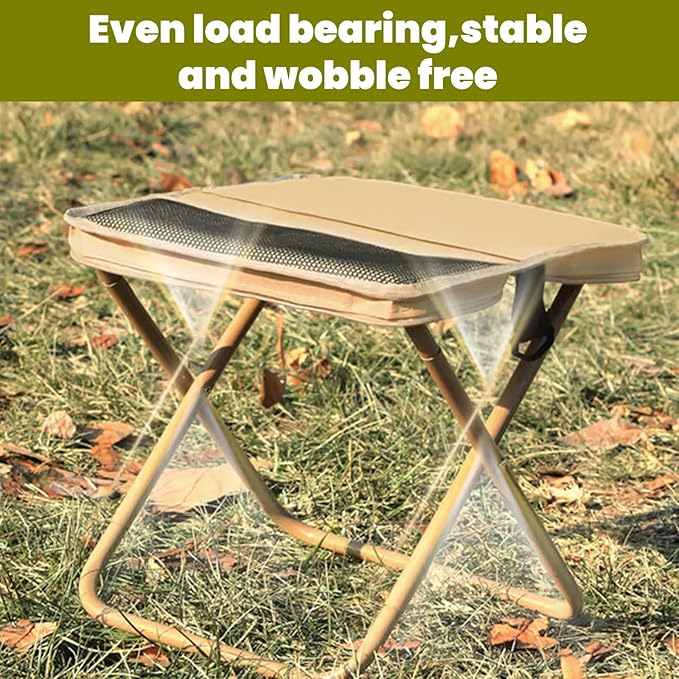 Collapsible Camping Stool Ultra-Lightweight Pocket Chair for Hiking Outdoor Footstool Portable Folding Seat Durable Oxford Fabric 300lb Capacity Military Green Large Size