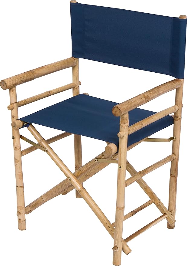 Statra Folding Director Chair Bamboo Portable Camping Outdoor Set of 2 Navy