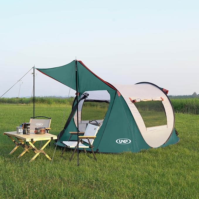 Pop-up Tent 3 Person Camping Tent Instant Portable Beach Tent Easy Pop Up Shade Tents 2 Doors for Camping Hiking &amp Traveling with Carrying Bag