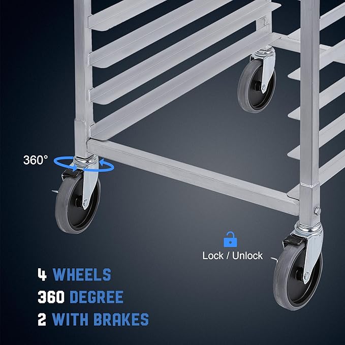 Profeeshaw Bun Pan Bakery Rack 20 Tier with Wheels Aluminum Racking Trolley Storage for Half or Full Sheets