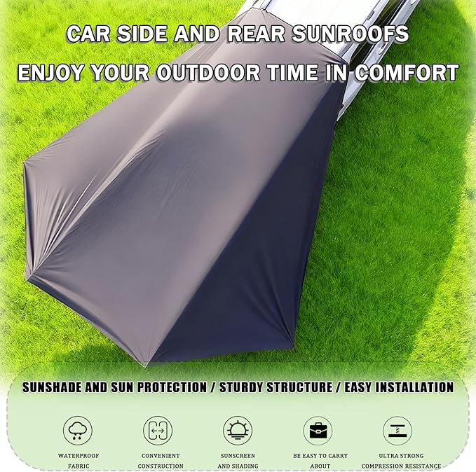 Car Awning Camping Tent for Subaru Forester 2005-2019 2020 2021 2022 2023-pr Portable Water-Resistant Sunshade Shelter Easy-Setup Outdoor Car Camping Shade for Beach Travel &amp Road Trips