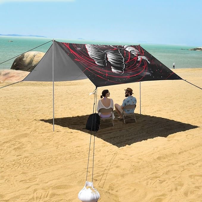Camping Sun Shelters Astronaut with Red Lines Beach Canopy 126 * 110.2in
