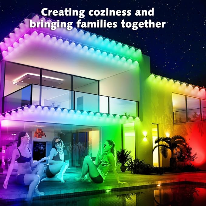 SINLEY 100FT Permanent Outdoor RGB LightsWaterproof Smart LED Eaves Lights with App/Remote Controlfor Christmas and All Holiday DecorDaily and Accent LightingHouse Roof and Garden Lighting