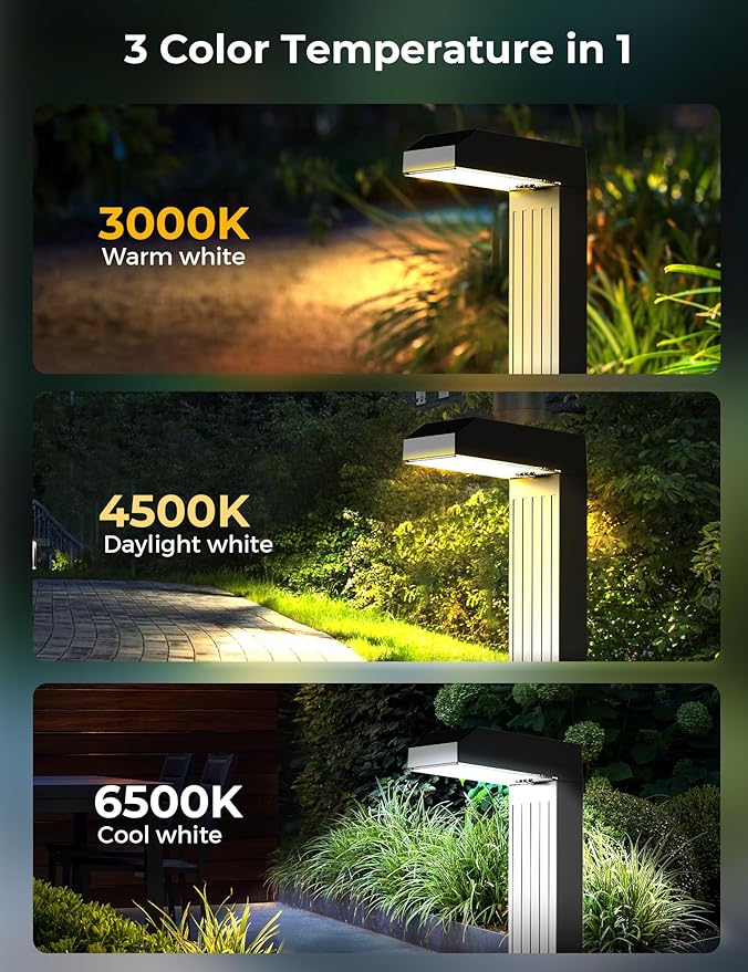 Solar Pathway Lights Outdoor 6 Pack 3 Color in 1 Bright Landscape Lighting with Cool/Warm/Daylight White Modes Auto On/Off IP65 Waterproof for Yard Garden Patio Walkway Sidewalk Lawn Decor