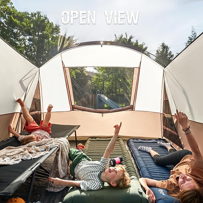 PORTAL 6/8/10 Person Family Camping Tent with Screen Room Water Resistant Big Tunnel Tents with Rainfly Large Family Tent for Camping Outdoor Patio