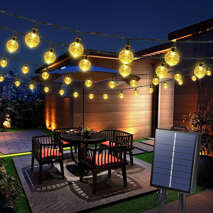 Joomer Solar String Lights Outdoor 65FT 100LED Globe String Lights 8 Lighting Modes Waterproof Solar Powered Patio Light for Garden Yard Porch Wedding Party Outdoor Decor (Warm White)