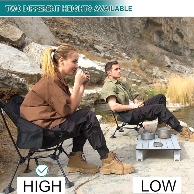 ATEPA Backpacking Chair Ultralight Folding Portable Small Camping Chairs for Adults Compact Foldable Beach Seat with Anti-Sinking Feet &amp Aluminum Frame for Outdoor Hiking Travel Fishing 2 Pack B