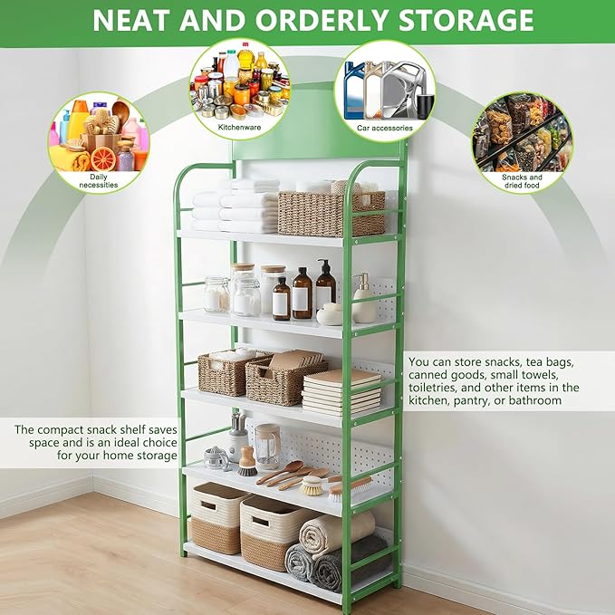 5 Tier Supermarket Large Sample Display Shelf with Signboard Retail Snack Display Rack for Kitchen Office and Convenience Store