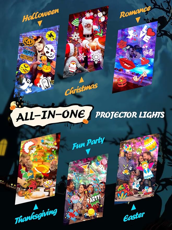 3-in-1 Christmas Projector Lights Outdoor Anysun Brighter 80 HD Patterns Christmas Decor 8-Pattern Ocean Wave Snowflake Starry Lights Show Christmas Projector Waterproof with Timer for House Party