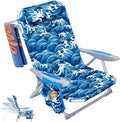 #WEJOY Folding Beach Chair for Adults 4-Position Lightweight Beach Chair Low Beach Chairs with Shoulder Strap Cup Holder and Headrest Supports 265lbs for Beach LawnDarkblue/White