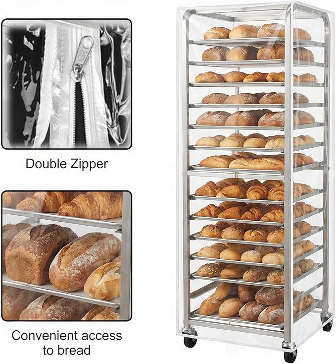 Sheet Pan Rack Cover Transparent PVC Foldable Wire Rack Cover for Foodservice Bread Racks Sheet Pan Cover Ideal for Home Kitchen and Restaurant Use (20 Tier)