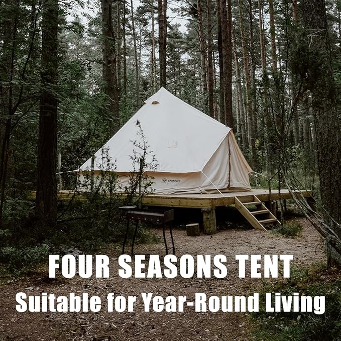 Canvas Bell Tent Yurt Tent 4 Seasons for Camping 100% Cotton Glamping Tents with Stove Jack Family Camping Outdoor Hunting Party