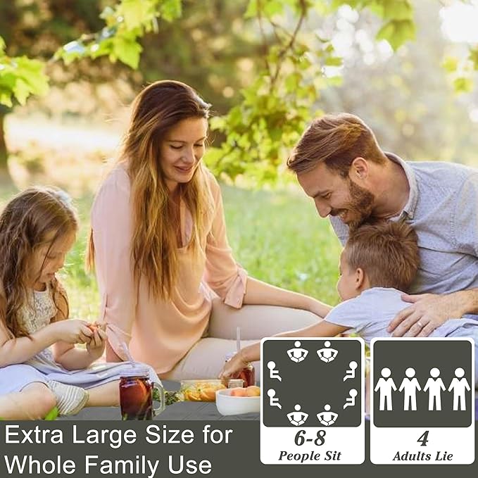 Waterproof Picnic Blanket 80 * 80 in Portable with Carry Strap for Beach Mat or Family Outdoor Camping Party Park Blanket for Grass Park Hiking Travel