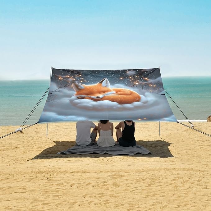 Camping Sun Shelters Fox Sleeping in Clouds Beach Canopy 126 * 110.2in