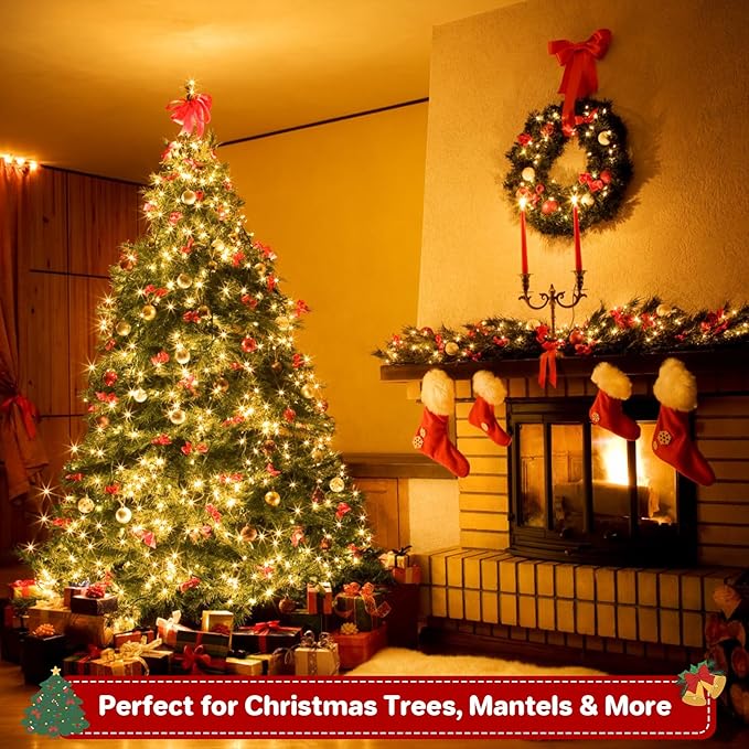 Extra Long 264Ft 800 LED Christmas Lights with Timer Green Wire Fairy Starry String Lights Plug in 8 Modes and Memory forIndoor Outdoor Xmas Tree Wedding Party DecorationWarm White