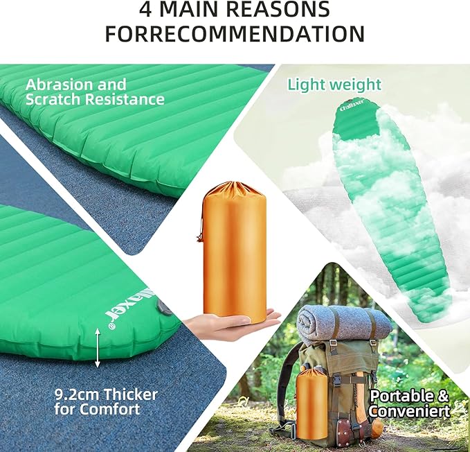 Ultralight Sleeping Pad for Camping 74.8x23.2 Camping Mat with Pump Sack Inflatable Sleeping Pads Compact for Camping Backpacking Hiking Traveling Tent