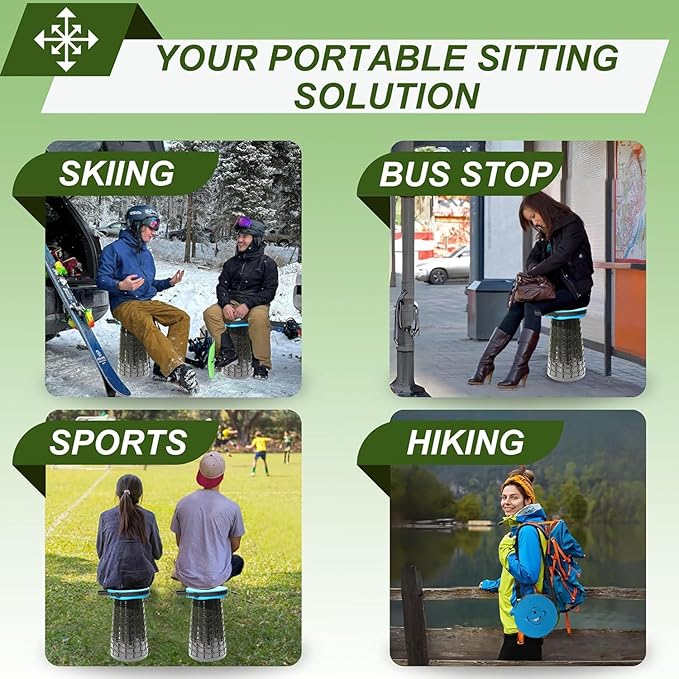 ALEVMOOM Upgraded XXL Collapsible Stool with Thick Cushion 19.71000lbs Max WeightWider &amp Taller Pop Up Seat Heavy Duty Portable Retractable Folding Chair or Travel Foot Rest for Camping &amp