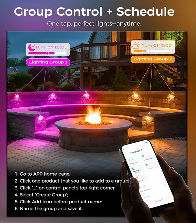 CLOUDY BAY [6 Pack] Low Voltage 12 Inch Smart Hardscape Lighting4.5W LED Paver Light2700-6500K1.5W RGB Color ChangingCompatible with Alexa &amp Google AssistantHub IncludedTransformer Excluded